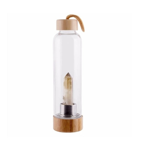 Crystal Infused Glass Water Bottle