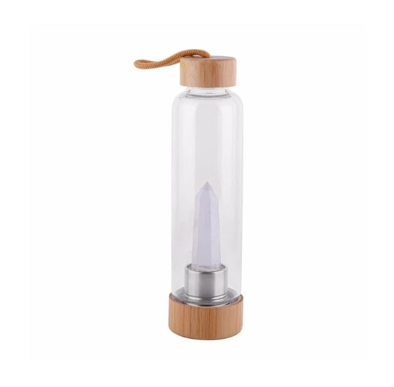 Crystal Infused Glass Water Bottle